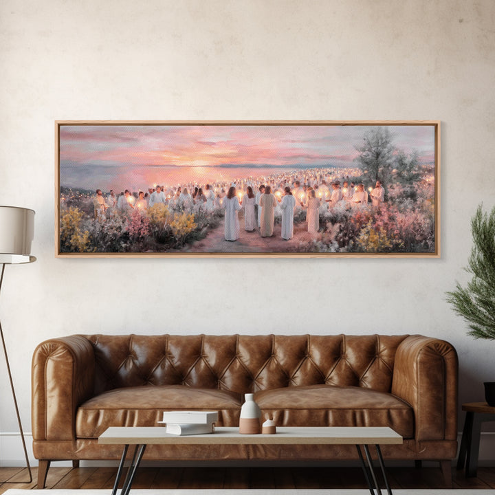 Evening Vigil, Framed Canvas Print, Christian Art Canvas, Panoramic Painting, Christmas Art, Christian Painting, Christian Wall Art