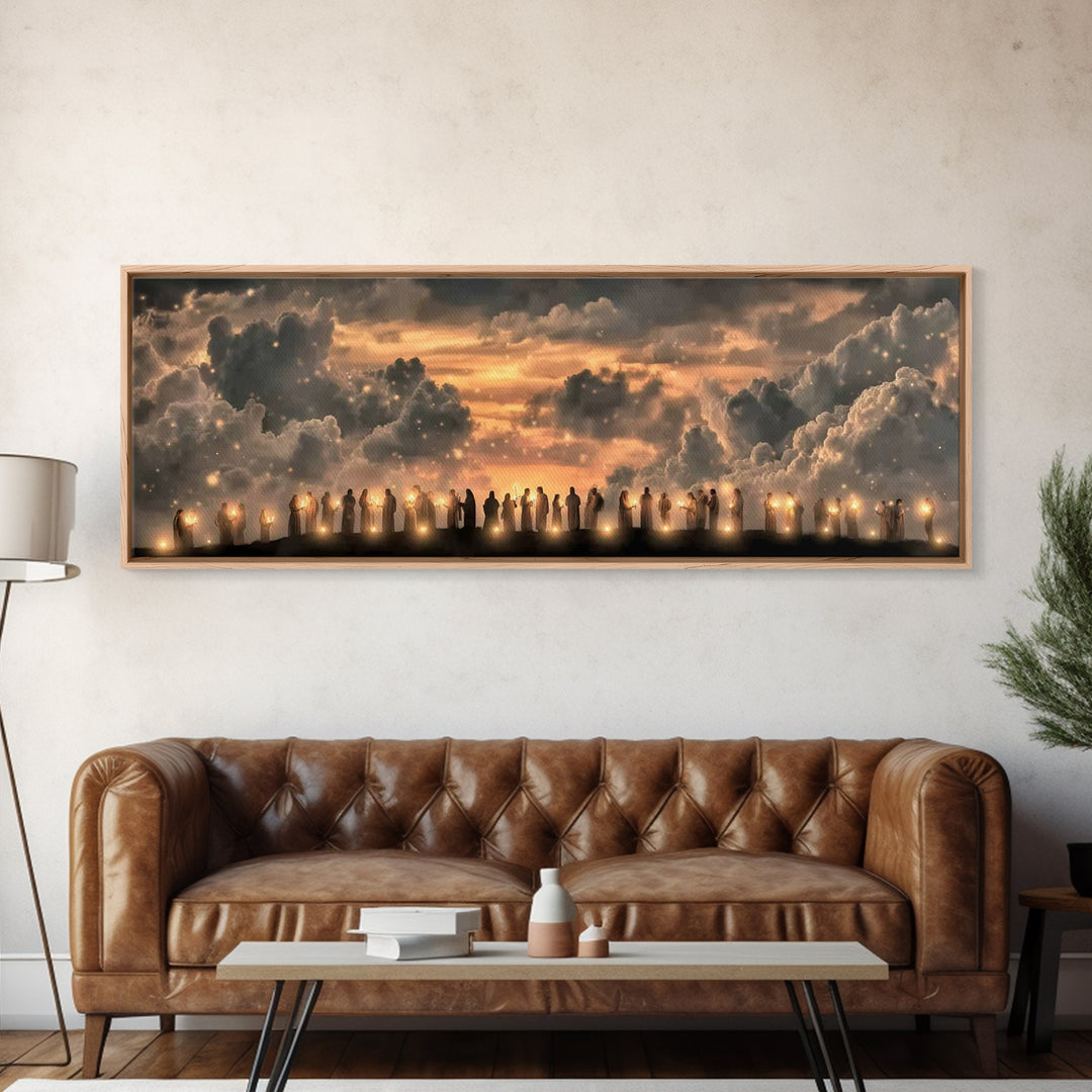 Hillside Communion – Framed Canvas Print – Christian Art – Panoramic Wall Art – Christian Christmas Art – Christian Canvas – Christian Artw