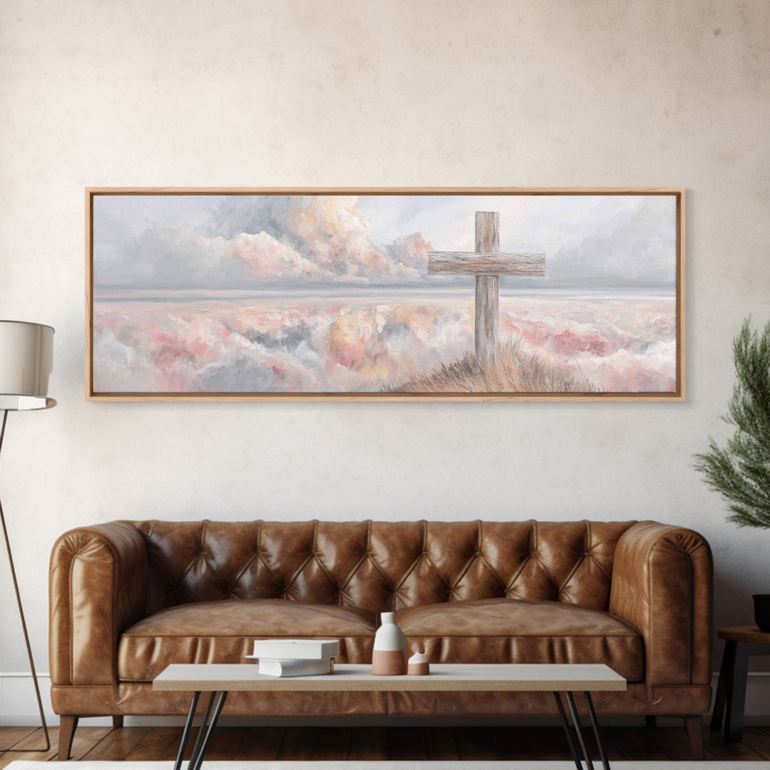 Dawn Of Redemption, Framed Canvas Print, Christian Wall Art, Panoramic Art, Christian Art Canvas, Christian Painting, Christian Decor