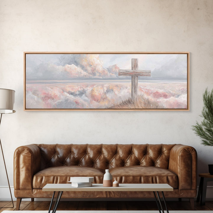 Dawn Of Redemption, Framed Canvas Print, Christian Wall Art, Panoramic Art, Christian Art Canvas, Christian Painting, Christian Decor