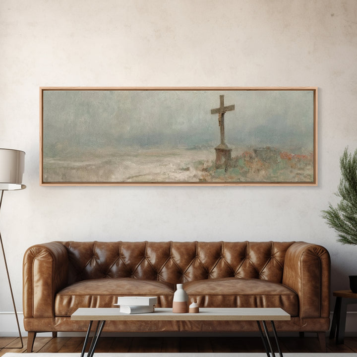 Field Of Salvation, Framed Canvas Print, Christian Art Canvas, Panoramic Art, Christian Painting, Christian Wall Art, Christian Decor