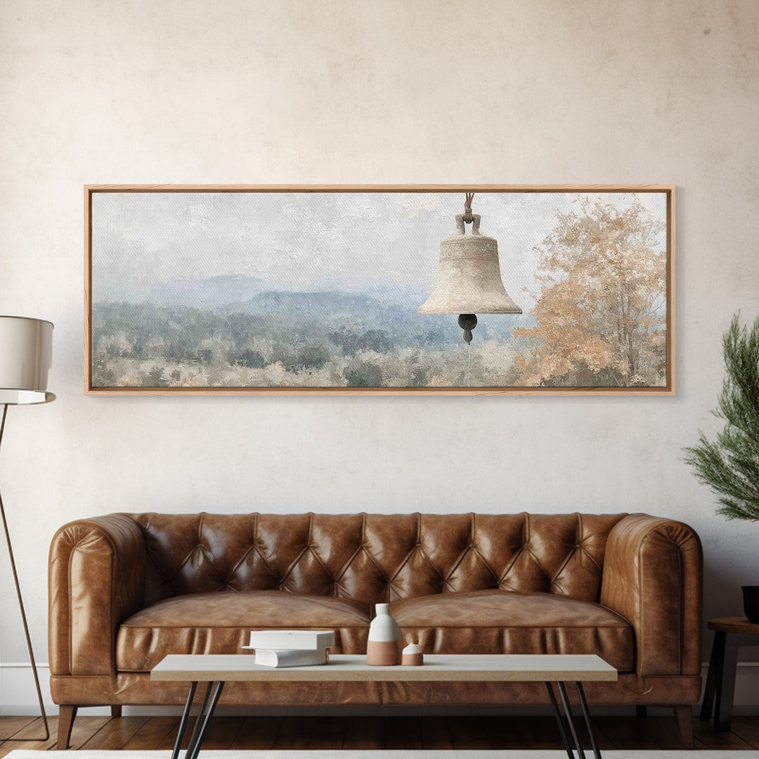 Silent Bell Echoes, Framed Canvas Print, Christian Art Canvas, Panoramic Painting, Christian Wall Art, Christian Painting, Christmas Art, v
