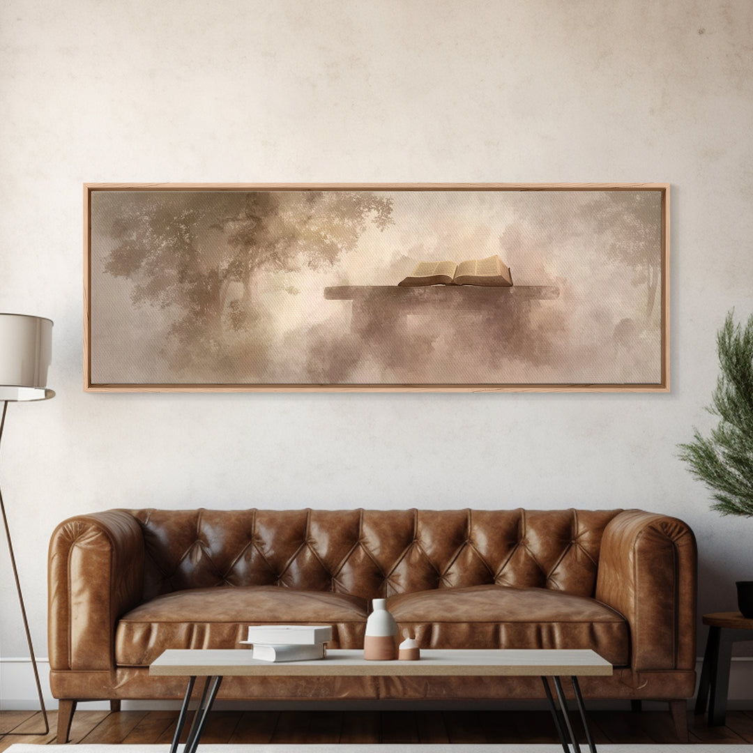 Holy Forest Pages | Framed Canvas Print | Panoramic Art | Christian Art Canvas | Christian Painting | Christian Wall Art | Christmas Art