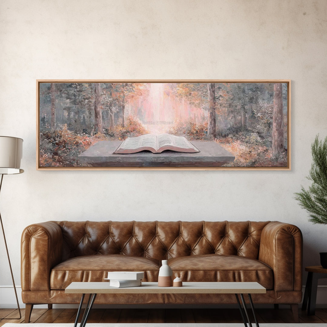 Ancient Faith Path - Framed Canvas Print - Christian Wall Art - Panoramic Painting - Christian Art Canvas - Christian Painting - Christmas