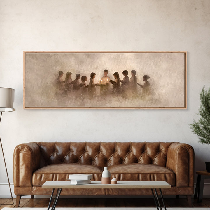 Candle Choir Blessing | Framed Canvas Print | Panoramic Wall Art | Christian Art Canvas | Christian Painting | Christmas Art | Christian Wa