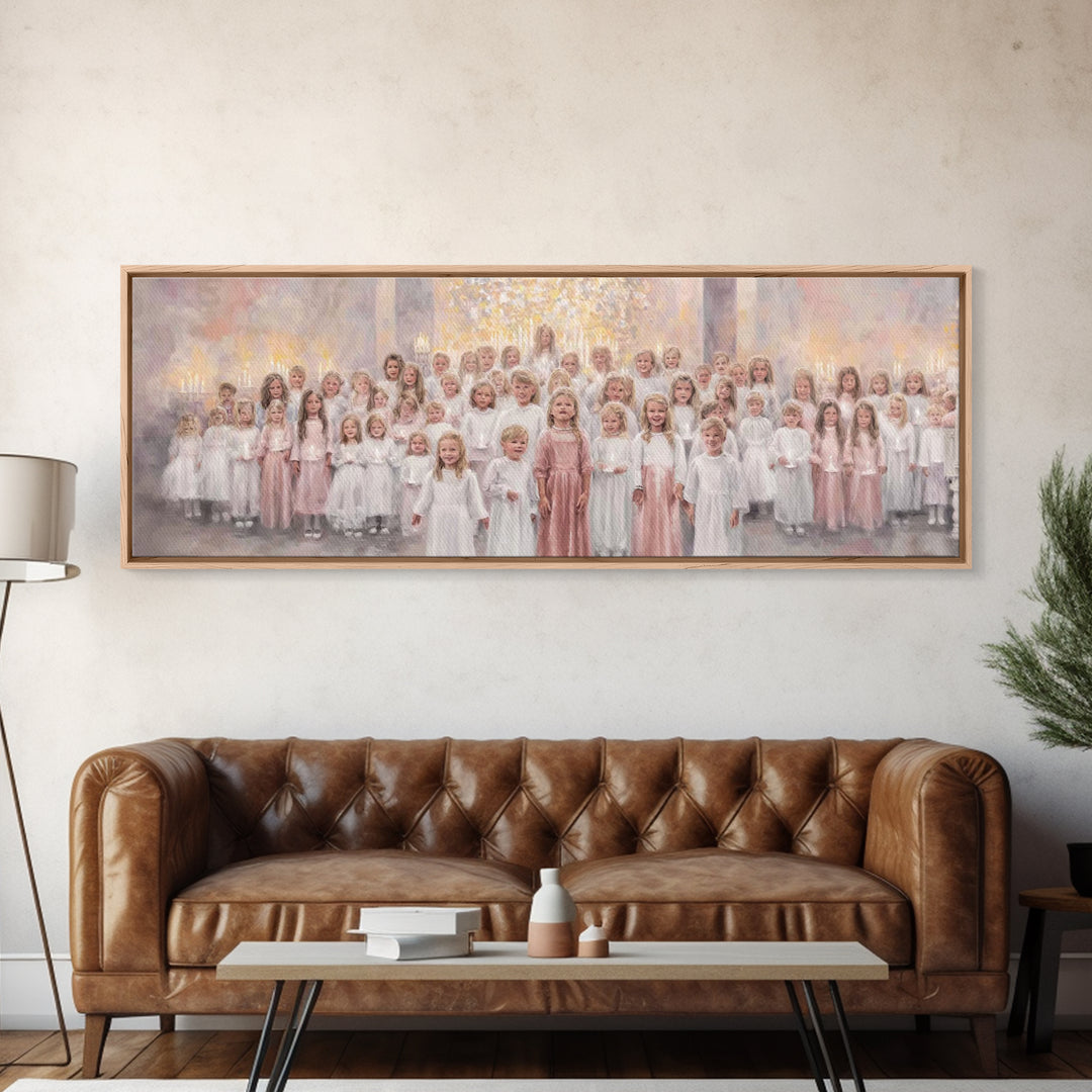 Gathered In Grace – Framed Canvas Print – Panoramic Painting – Christian Art Canvas – Christian Wall Art – Christmas Art – Christian Painti