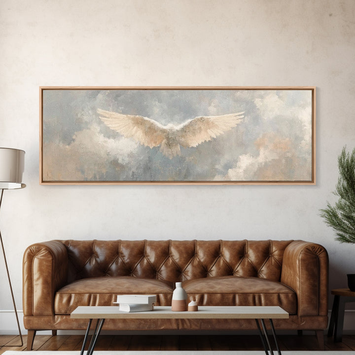 Wings Of Heaven – Framed Canvas Print – Panoramic Art – Christian Art Canvas – Christian Wall Art – subtle Christian art – Christian Painti