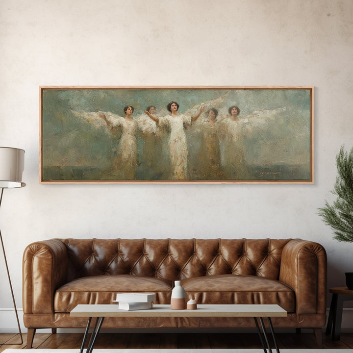 Heavenly Host Arise, Framed Canvas Print, Panoramic Frame, Christian Art Canvas, Christian Painting, Christian Wall Art, Christmas Art, vin