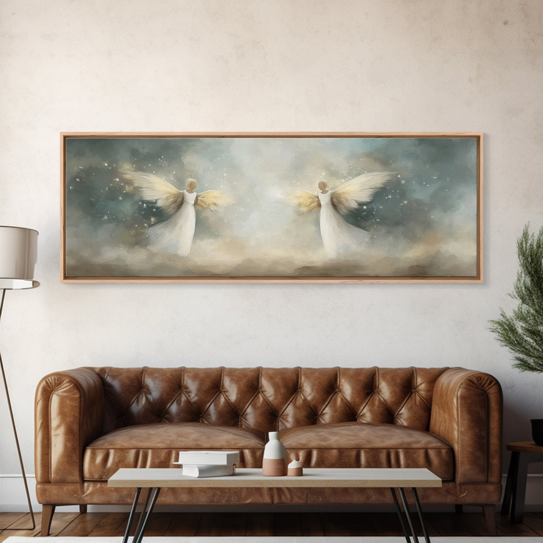 Glory Among Clouds | Framed Canvas Print | Christian Wall Art | Panoramic Art | Christian Art Canvas | Christmas Art | Modern Christian Art