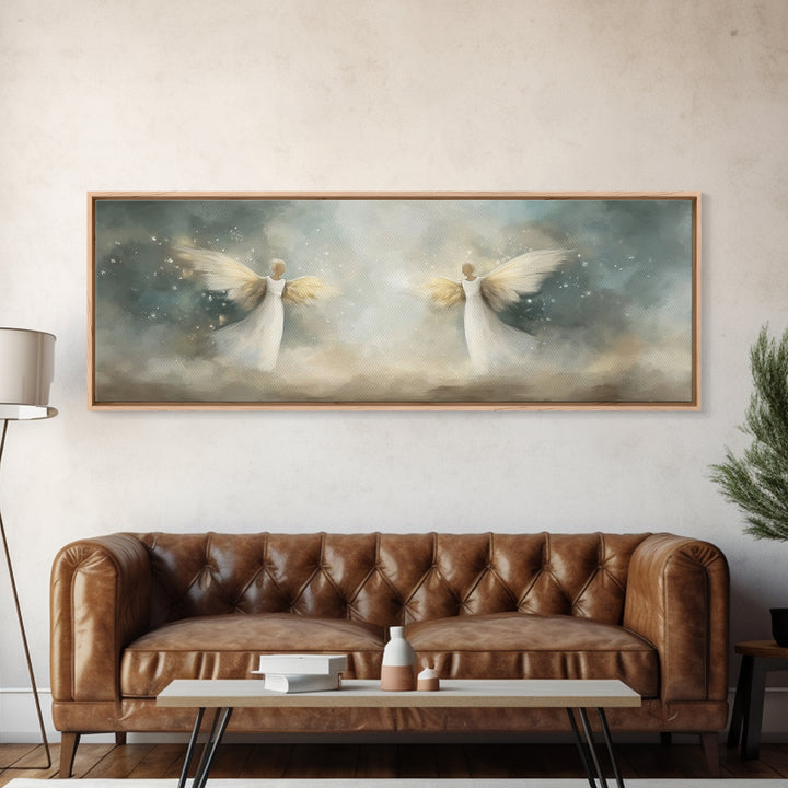 Glory Among Clouds | Framed Canvas Print | Christian Wall Art | Panoramic Art | Christian Art Canvas | Christmas Art | Modern Christian Art