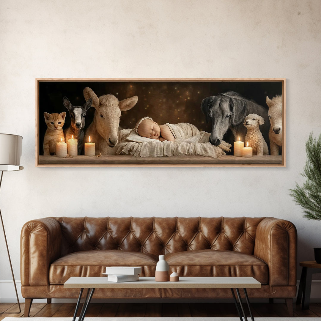 Holy Night Watch | Framed Canvas Print | Panoramic Art | Christian Wall Art | Christian Art Canvas | Christmas Art | Modern Christian Art
