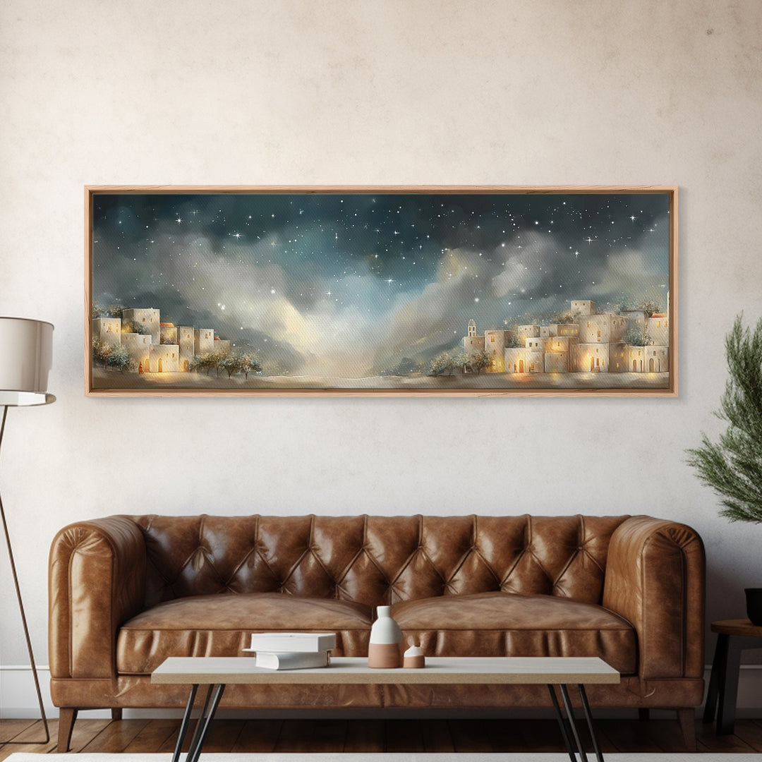 Guiding Star Path - Framed Canvas Print - Christian Art Print - Christmas Art Work - Jesus Canvas Art - Panoramic Wall Art - Christian Deco