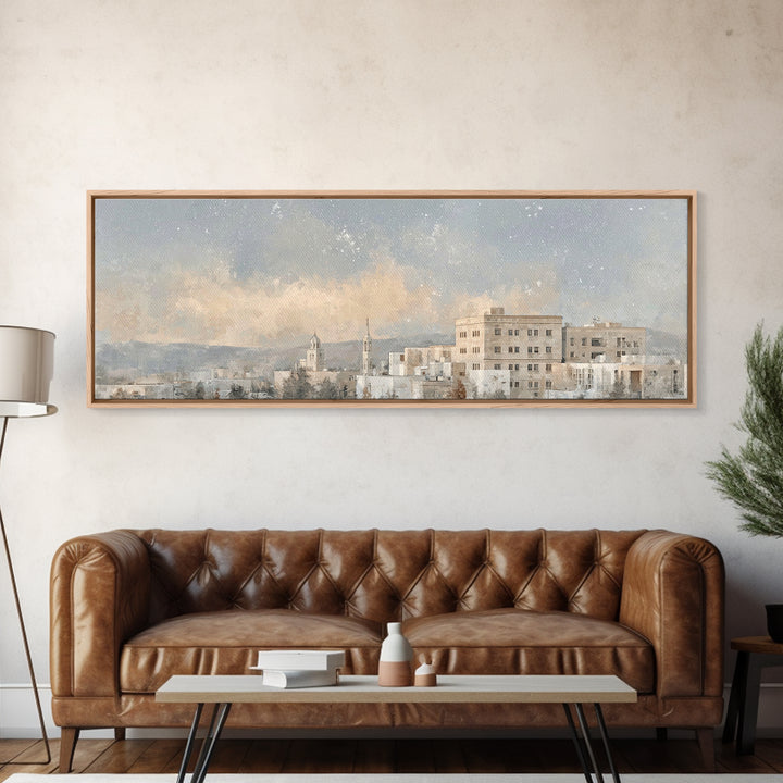 Temple Valley Glow | Framed Canvas Print | Christian Wall Art | Christian Art Canvas | Christmas Art Prints | Panoramic Art | Christian Gif