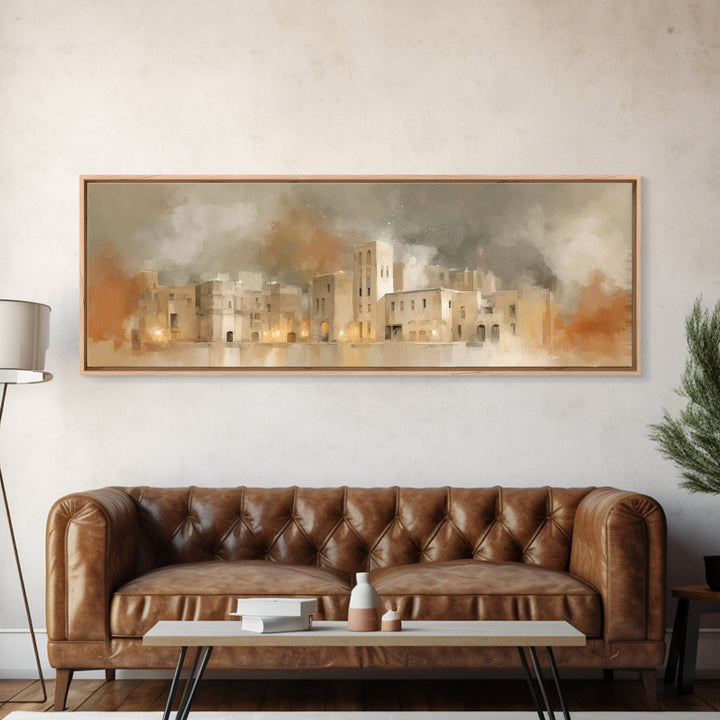 City of Promise – Framed Canvas Print – Christian Christmas Art – Christmas Wall Art – Christian Art Canvas – Panoramic Painting – Christia