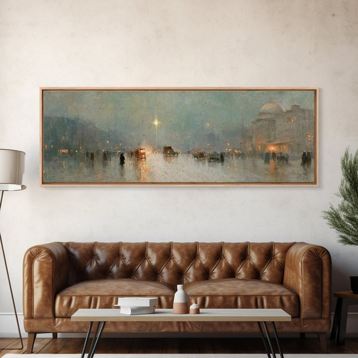 Midnight Star Road – Framed Canvas Print – Christmas Art Prints – Christian Wall Art – Christian Art Canvas – Panoramic Frame – Christian A