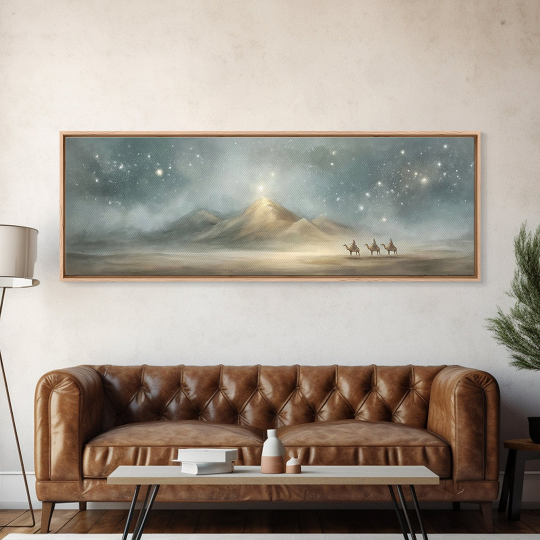 Guided By Heaven – Framed Canvas Print – Christian Art – Christmas Art Prints – Panoramic Art – Christian Art Canvas – Christian Christmas