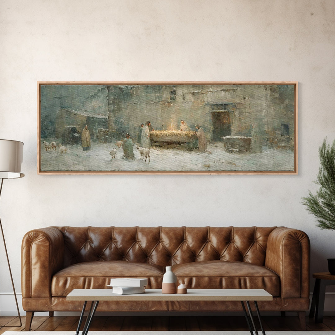 Dawn Of The Savior | Framed Canvas Print | Panoramic Painting | Christian Wall Art | Christian Art Canvas | Christmas Art | Framed Christma