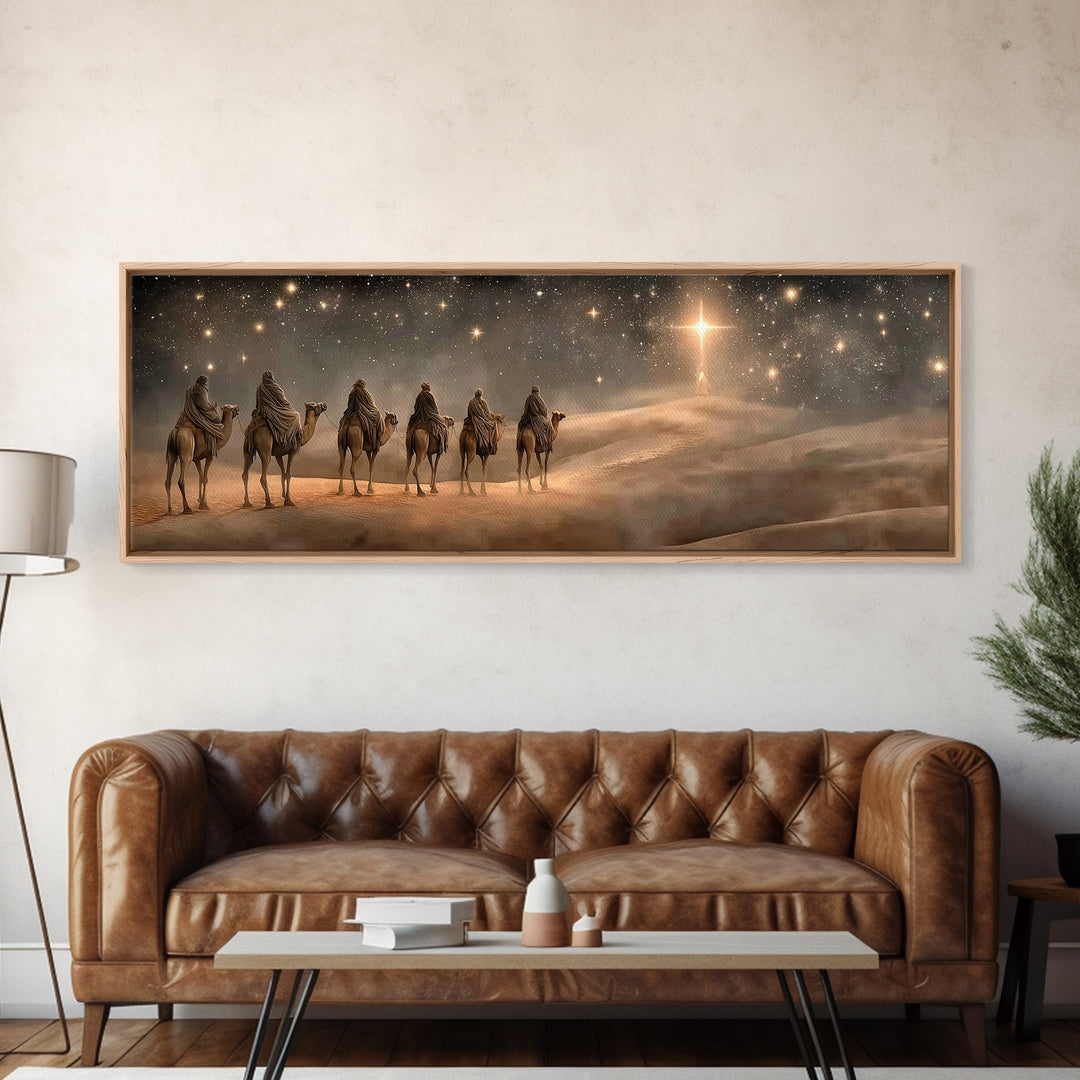 Journey to the Light, Framed Canvas Print, Christian Christmas Art, Christian Art Canvas, Christmas Wall Art, Panoramic Art, Christian Gift