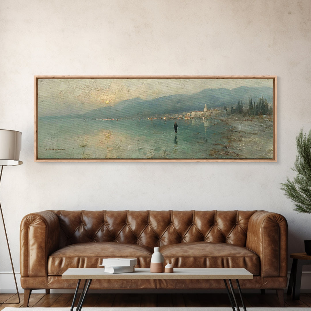 Eternal Dawn Walk – Framed Canvas Print – Christian Art Canvas – Jesus Painting – Panoramic Wall Art – Christian Christmas Art – Christian