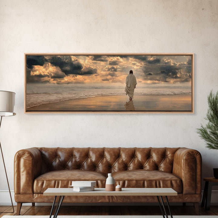 Sacred Morning Light | Framed Canvas Print | Christian Wall Art | Modern Jesus Art | Panoramic Painting | Christian Art Print | Christmas A