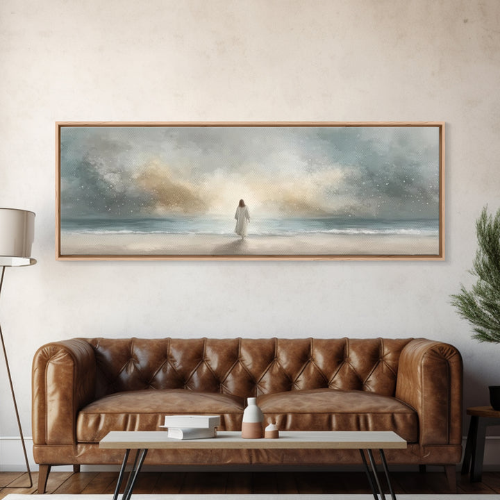 Guiding Peace Horizon, Framed Canvas Print, Christian Art Print, Jesus Painting Canvas, Panoramic Frame, Christian Christmas Art, Christian