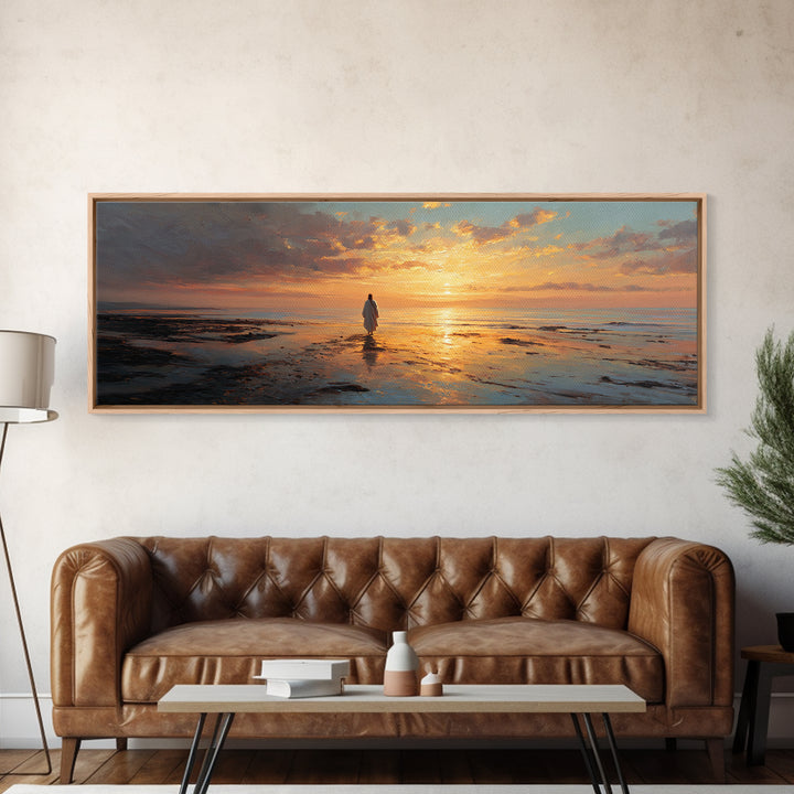 Celestial Tide Journey – Framed Canvas Print – Christian Wall Art – Jesus Canvas Art – Panoramic Painting – Large Christian Art – Christmas