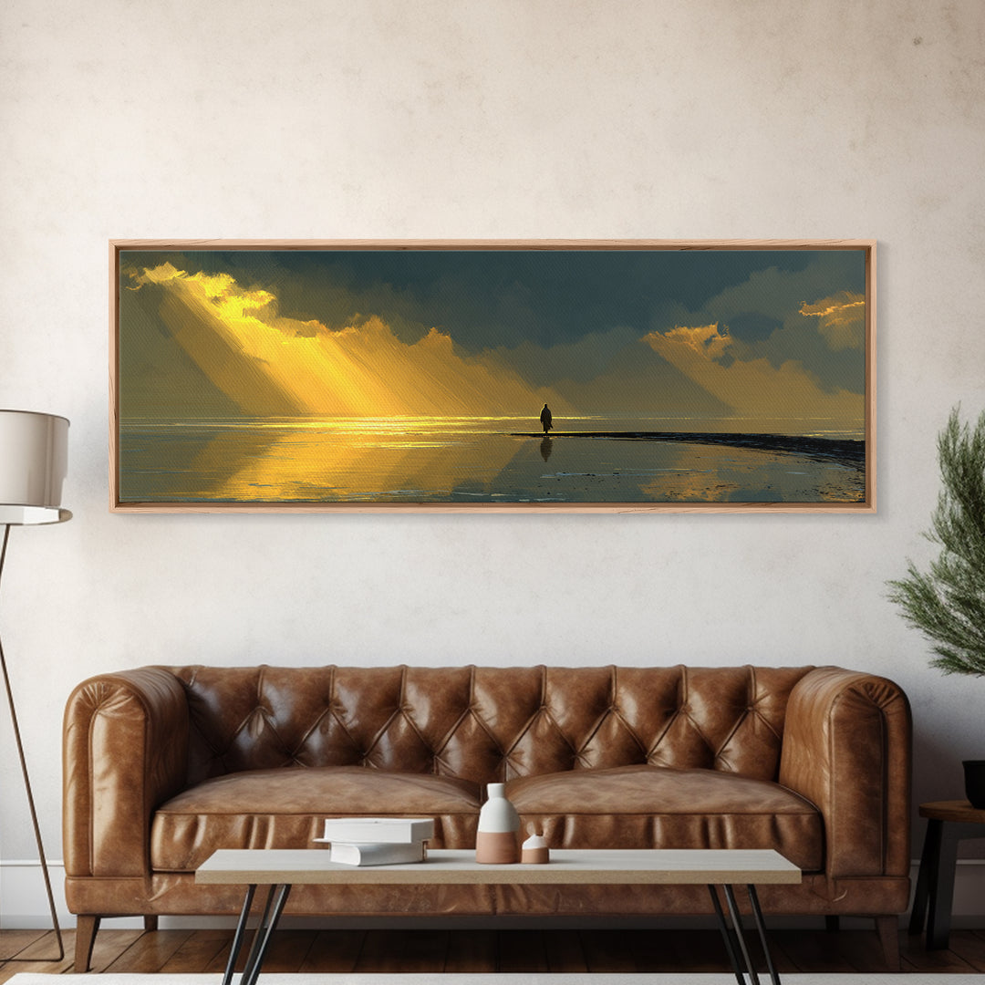 Mercy At Daybreak | Framed Canvas Print | Christian Art Canvas | Jesus Wall Art | Panoramic Art | Christian Christmas Decor | Christian Pai