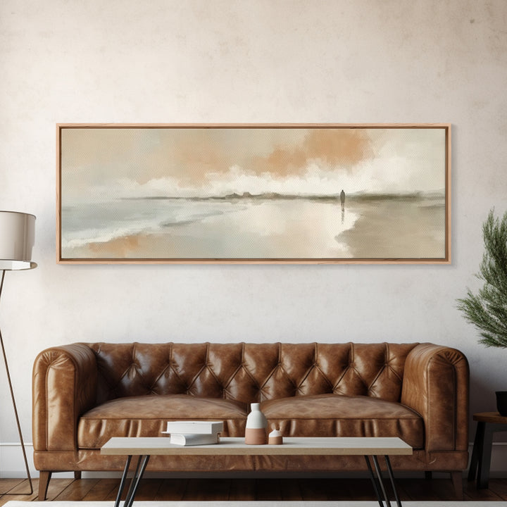 Holy Quiet Shore, Framed Canvas Print, Christian Art Work, Jesus Painting, Panoramic Print, Subtle Christian Art, Christmas Wall Art