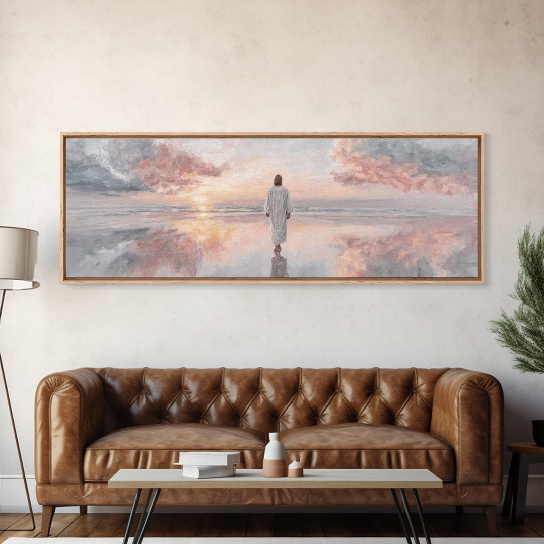 Radiant Promise Sky – Framed Canvas Print – Christian Art Painting – Jesus Art Print – Panoramic Wall Art – Modern Christian Art – Christma