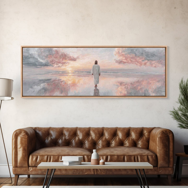 Radiant Promise Sky – Framed Canvas Print – Christian Art Painting – Jesus Art Print – Panoramic Wall Art – Modern Christian Art – Christma