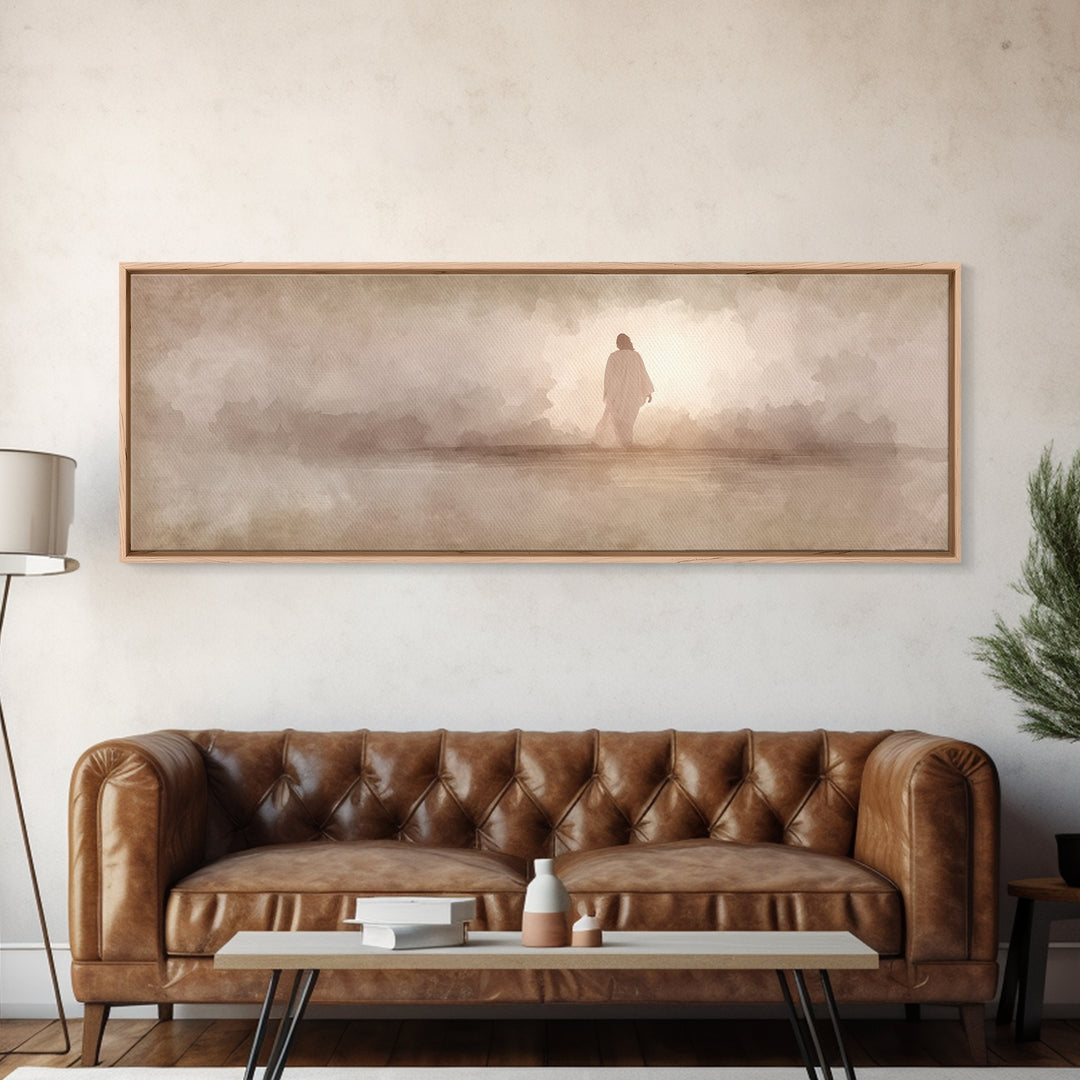 Still Waters Grace | Framed Canvas Print | Christian Paintings | Jesus Canvas Art | Panoramic Painting | Christian Decor | Christmas Art