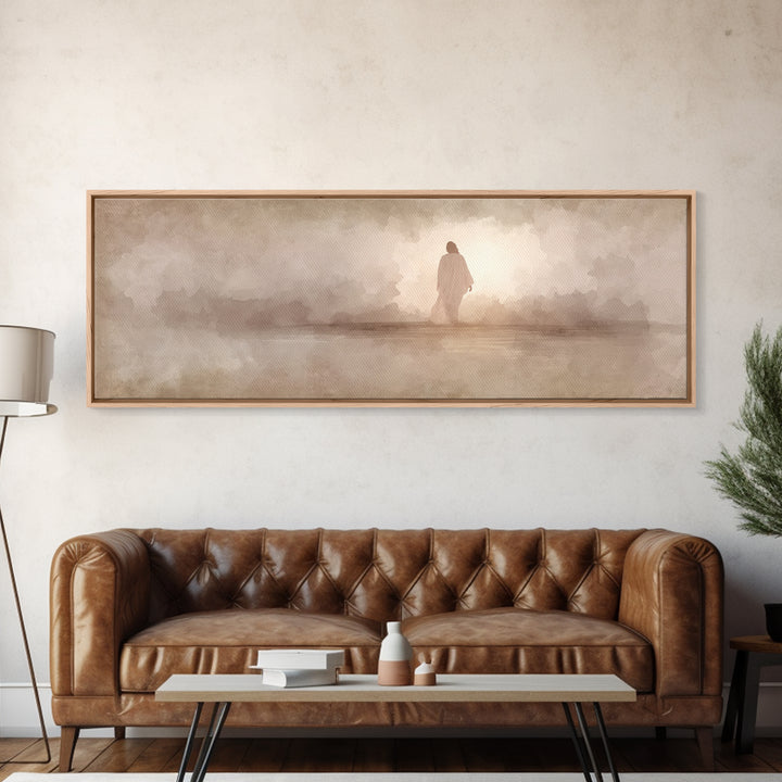Still Waters Grace | Framed Canvas Print | Christian Paintings | Jesus Canvas Art | Panoramic Painting | Christian Decor | Christmas Art