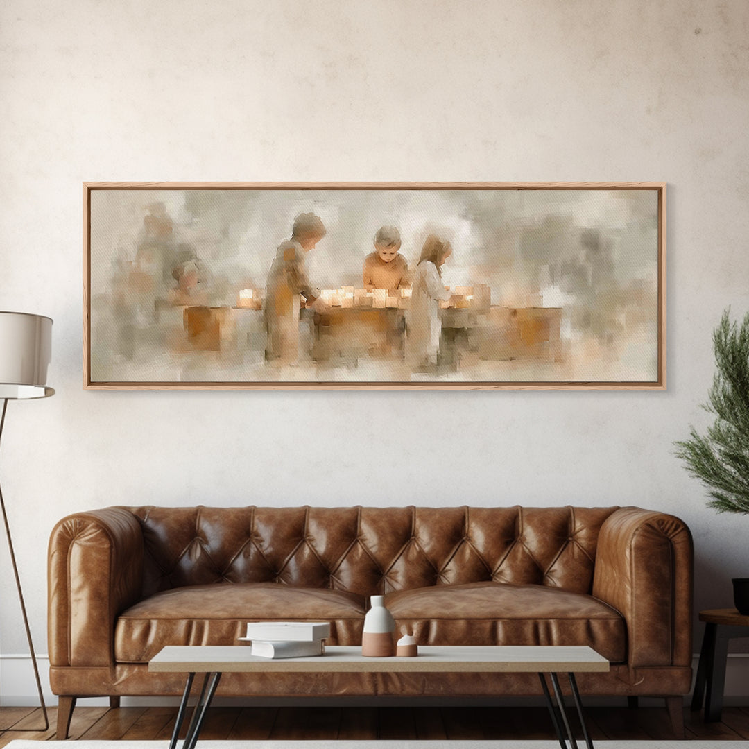 Children Of Light, Framed Canvas Print, Christian Wall Art, Christian Art Canvas, Panoramic Art, Christmas Art Work, Christian Gift