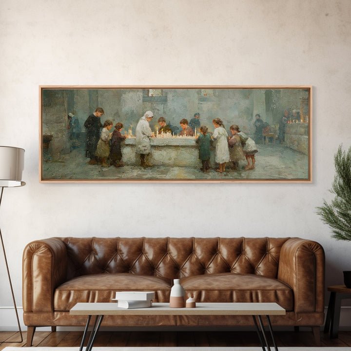 Gathered In Grace | Framed Canvas Print | Christian Art Canvas | Christmas Art | Panoramic Painting | Christian Wall Art | Christian Christ