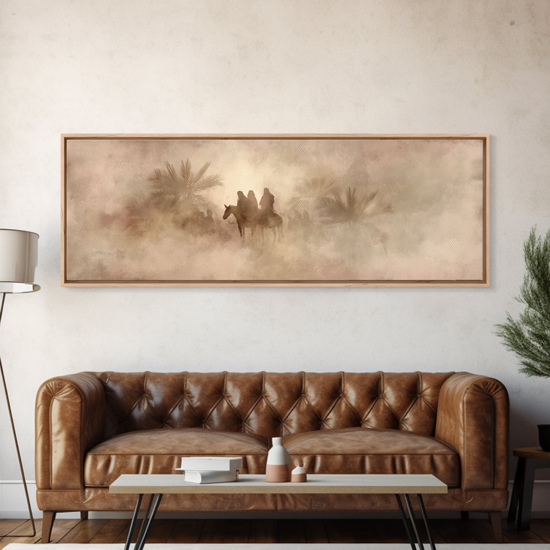 Palm Road Procession – Framed Canvas Print – Christian Art Print – Jesus Painting – Panoramic Print – Christian Christmas Art – Christian W
