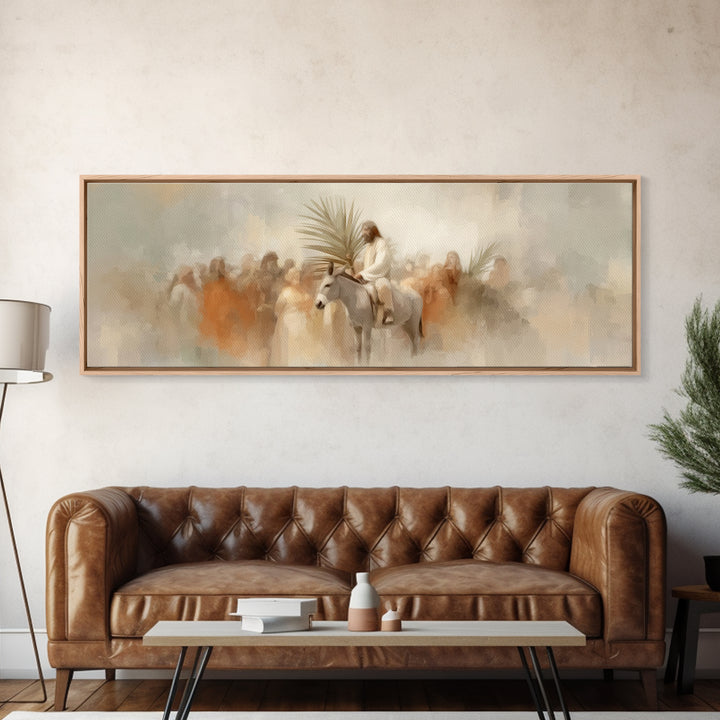 Humble Arrival – Framed Canvas Print – Christian Art Canvas – Panoramic Frame – Jesus Painting – Christian Wall Art – Christian Gift