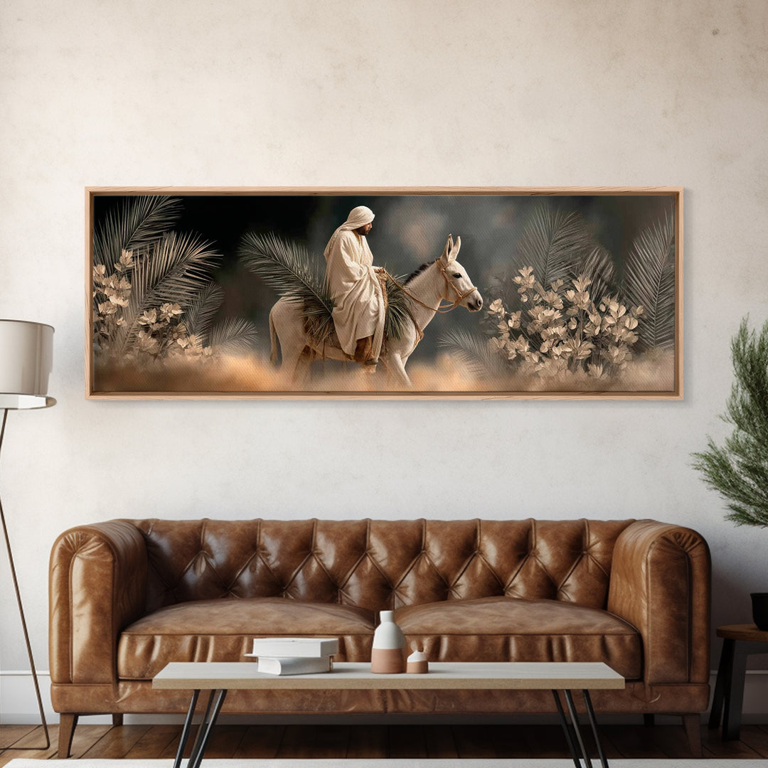 Mountain Grace | Framed Canvas Print | Christian Art Canvas | Panoramic Painting | Jesus Art Print | Christian Decor | Moody Christian Art