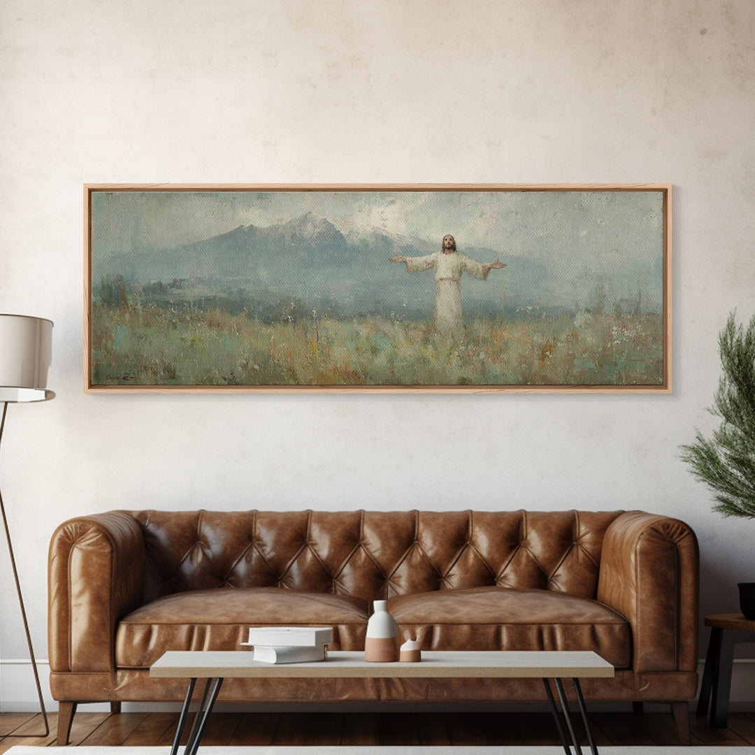 Valley Of Sacred Peace – Framed Canvas Print – Panoramic Painting – Christian Art Canvas – Christian Art – Jesus Painting