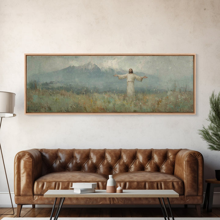Valley Of Sacred Peace – Framed Canvas Print – Panoramic Painting – Christian Art Canvas – Christian Art – Jesus Painting