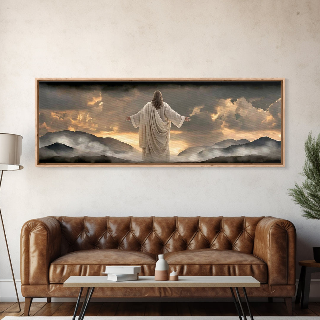Pasture Of Gentle Hope | Framed Canvas Print | Panoramic Wall Art | Christian Art | Jesus Painting | Christian Art Canvas