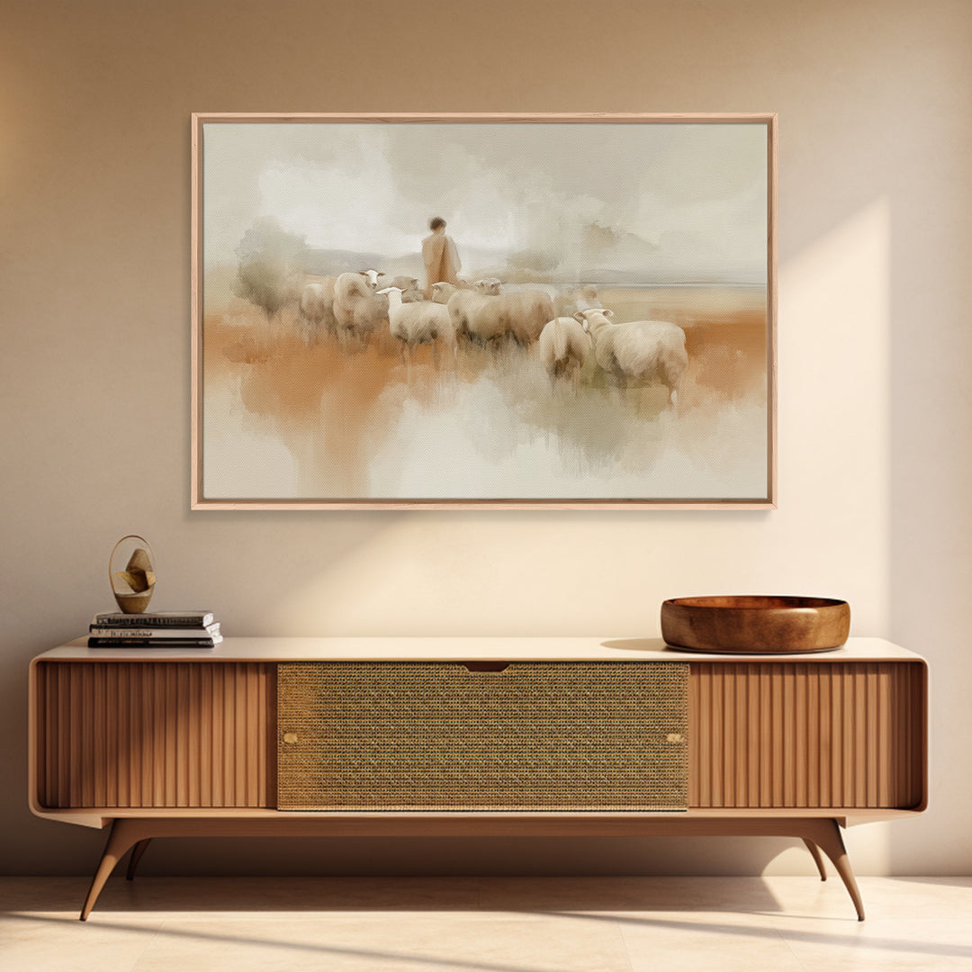 Quiet Pasture Grace - Framed Canvas Print - Christian Art Canvas - Christian Wall Art - Subtle Christian Art - Christian Decor - Jesus Pain