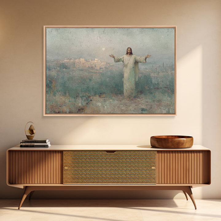Risen City Blessing – Framed Canvas Print – Christian Wall Art – Jesus Painting – Christian Art Canvas – Vintage Christian Art – Christian