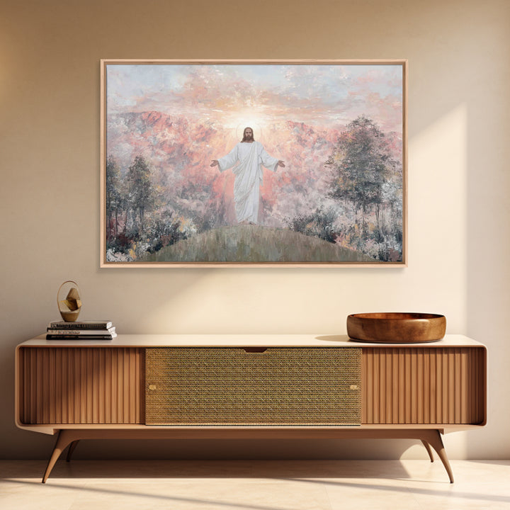 Radiant Summit Grace – Framed Canvas Print – Christian Art Canvas – Jesus Painting – Christian Wall Art – Modern Christian Art – Christian