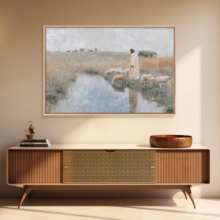 Still Waters Blessing – Framed Canvas Print – Christian Art Canvas – Jesus Painting – Christian Wall Art – Subtle Christian Art – Christian
