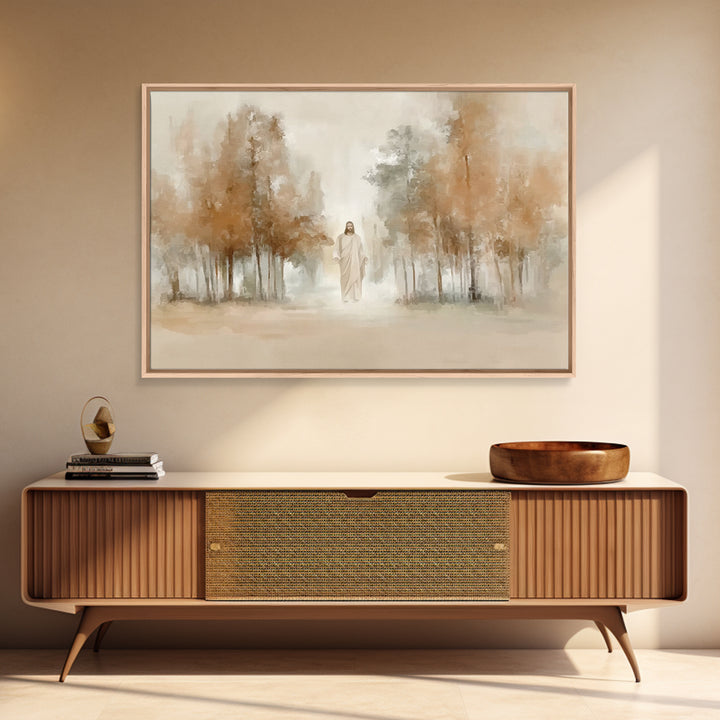 Golden Grove Stillness – Framed Canvas Print – Christian Art Print – Jesus Painting – Christian Wall Art – Christian Christmas Art – Vintag