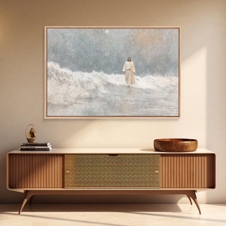 Waves Of Mercy – Framed Canvas Print – Christian Wall Art – Jesus Painting – Christian Art Canvas – Christian Christmas Art