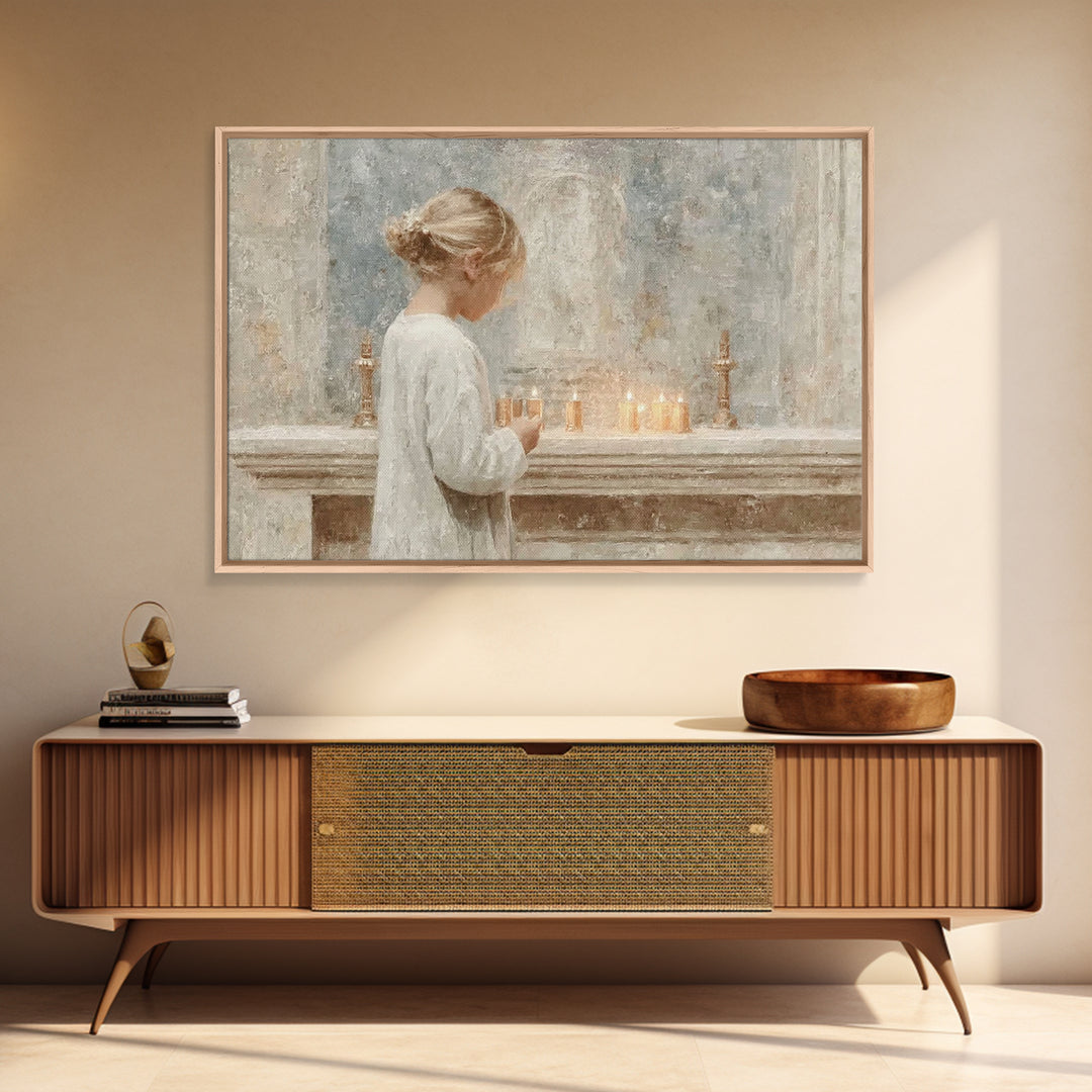 Gentle Altar Glow – Framed Canvas Print – Christian Wall Art – Subtle Christian Art – Christian Art Canvas – Christian Gift