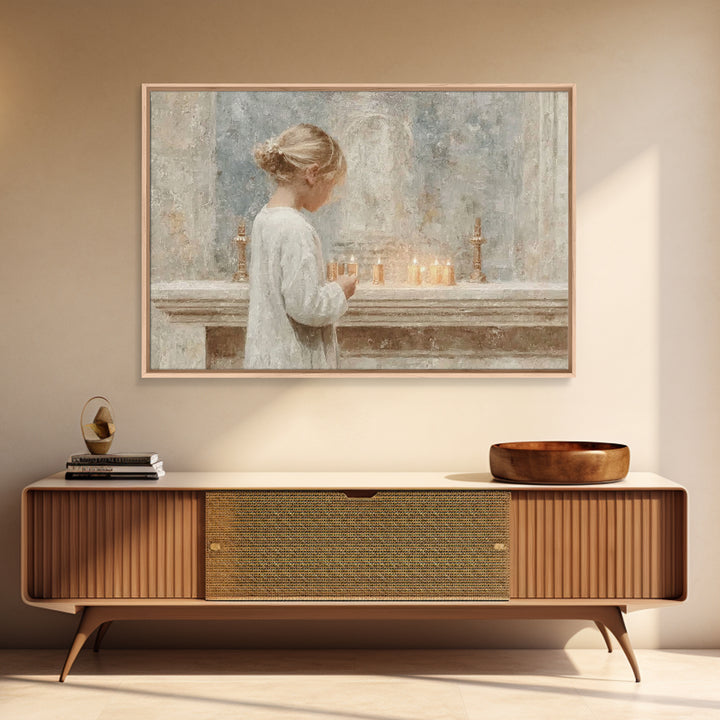 Gentle Altar Glow – Framed Canvas Print – Christian Wall Art – Subtle Christian Art – Christian Art Canvas – Christian Gift