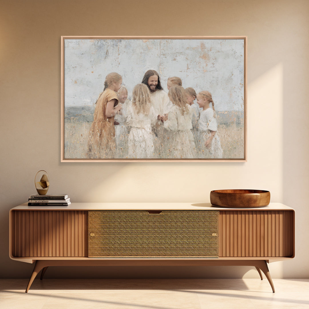 Garden Of Joy – Framed Canvas Print – Christian Wall Art – Jesus Painting – Christian Art Canvas – Christian Christmas Art – Christian Gift