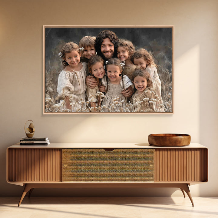 Fields Of Blessing, Framed Canvas Print, Christian Art Canvas, Jesus Painting, Christian Wall Art, Vintage Christian Art, Christian Gift